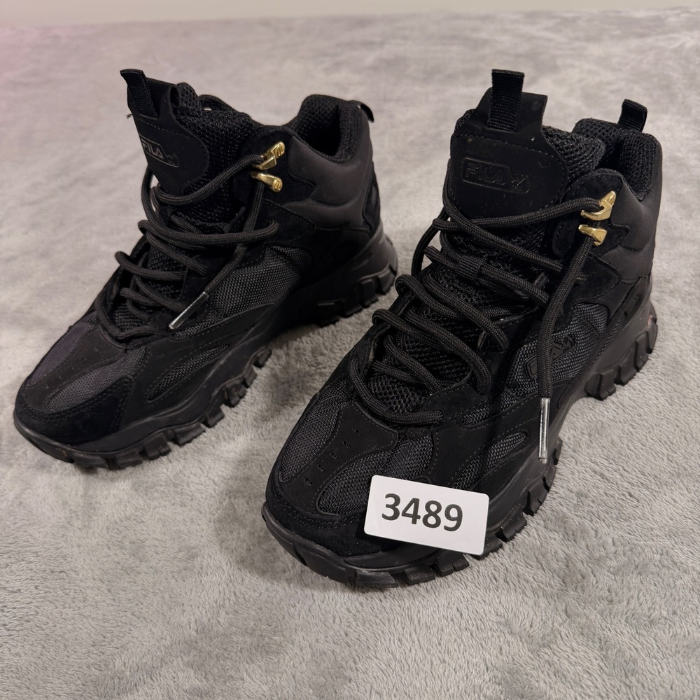 Fila Ray Tracer TR 2 Mid Women Size 7 Black Hiking Trail Sneakers 3RM01505-001